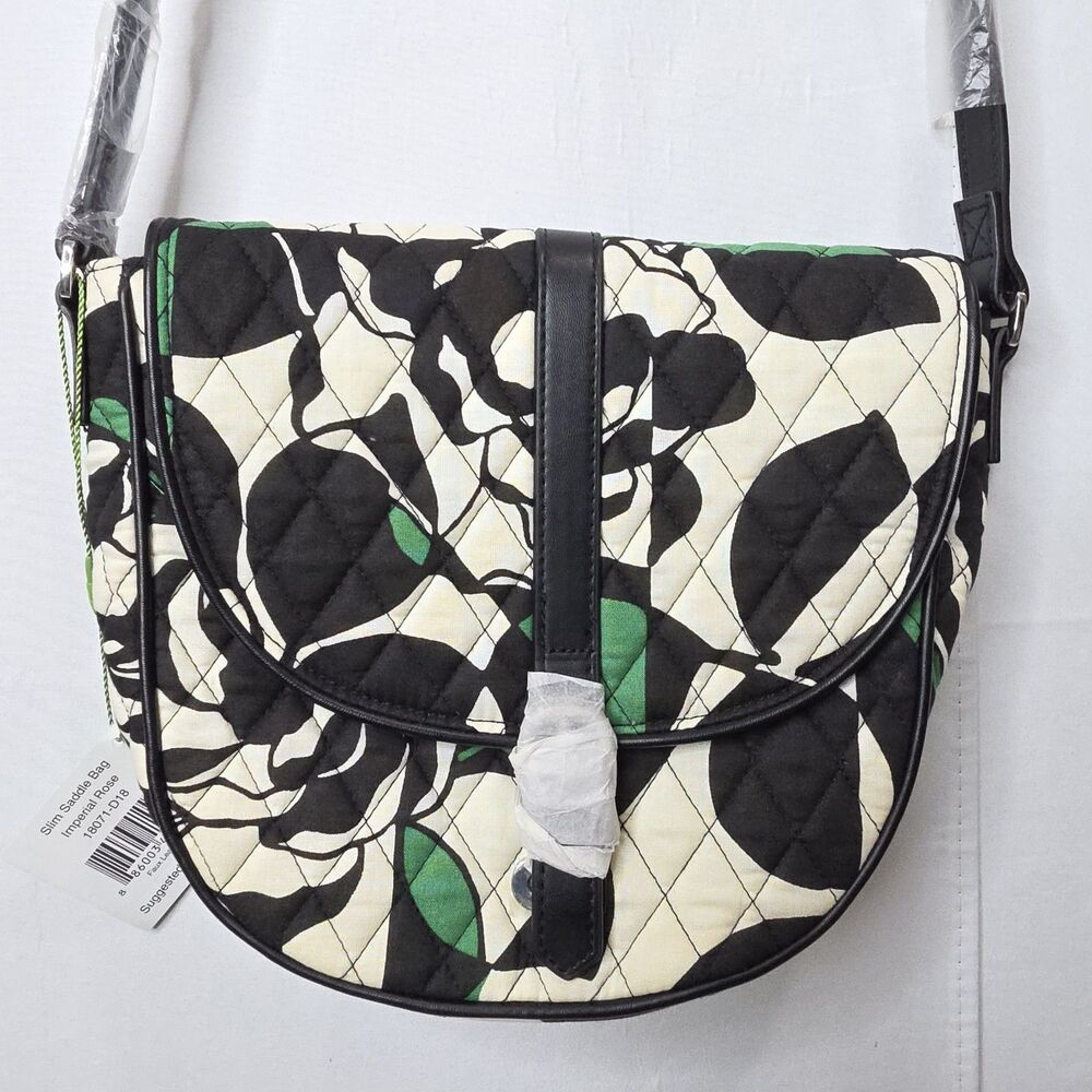 Vera Bradley Imperial Rose Slim Saddlebag Crossbody Purse New NWT